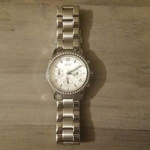 Guess Silver Tone Stainless Steel Watch